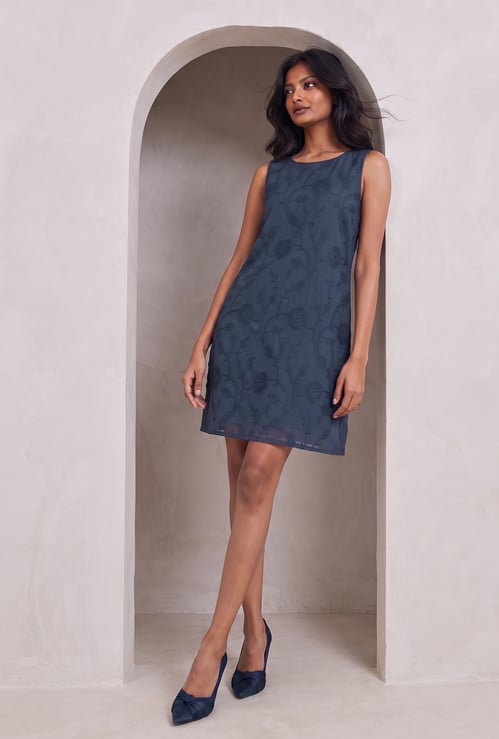 COLOUR ME Embroidered Mini Shift Dress