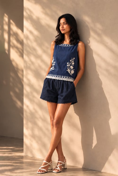 COLOUR ME Lace Detailed Shorts
