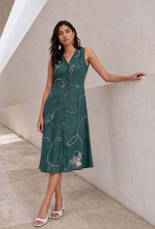 COLOUR ME Printed Midi Dress