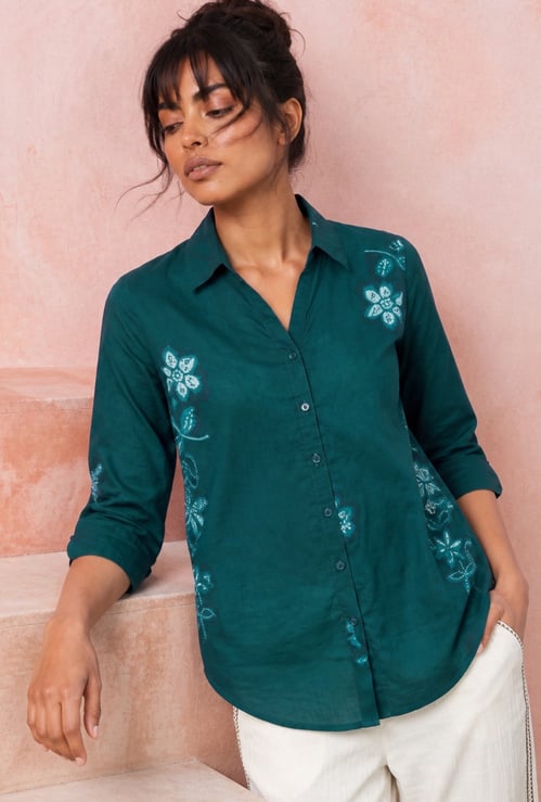 COLOUR ME Floral Print Shirt-Style Top