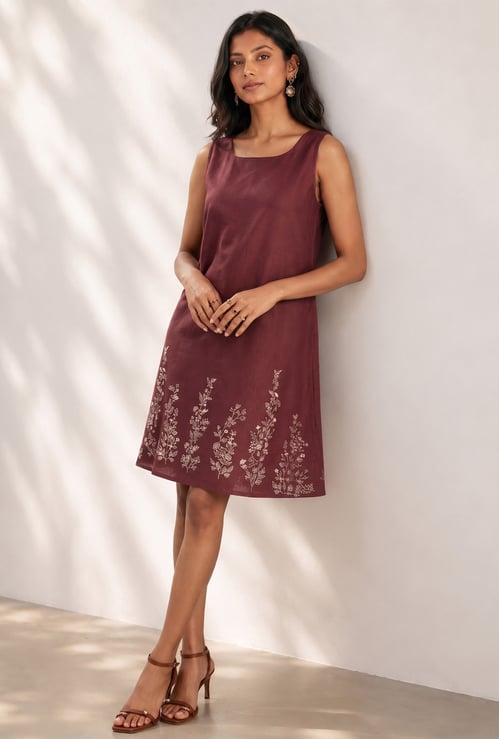 COLOUR ME Embroidered A-Line Dress