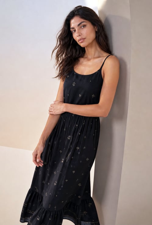 COLOUR ME Ethnic Motif Midi Dress