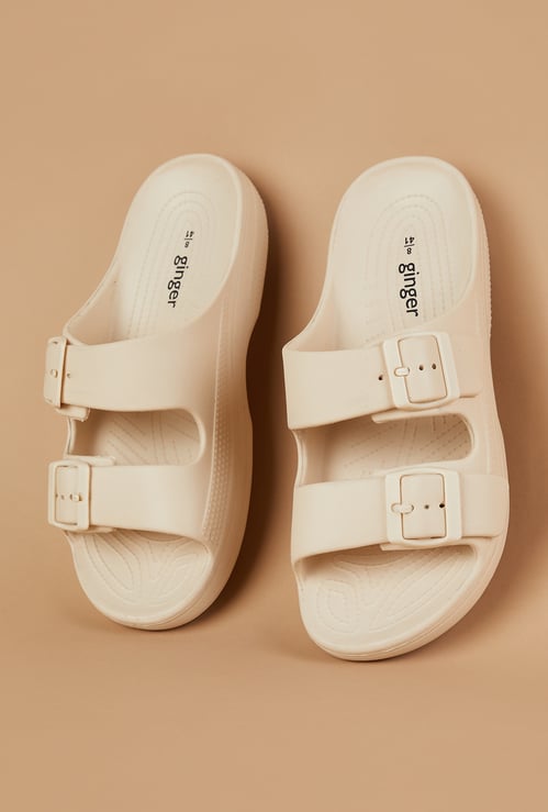 GINGER Open-Toe Buckle Sliders