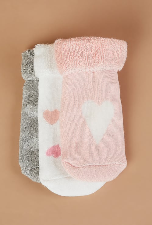 FAME FOREVER Heart Design Ankle Length Socks - Pack of 3