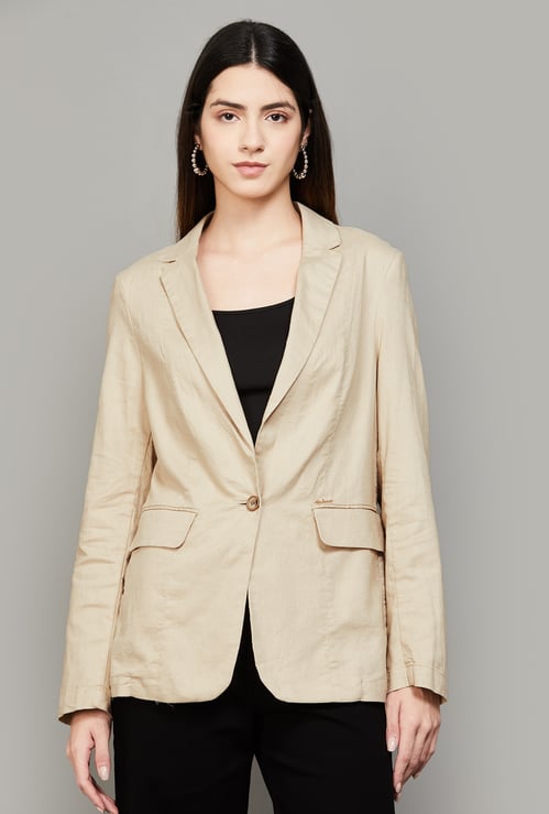 VAN HEUSEN Solid Single Breasted Blazer