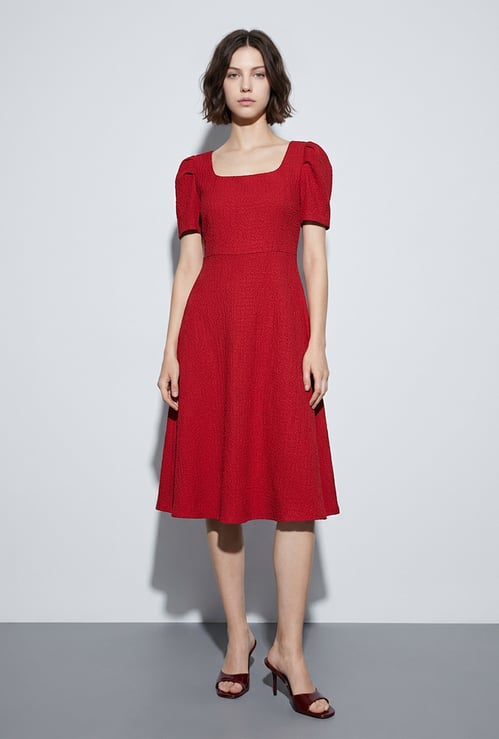 CODE Textured A-Line Dress