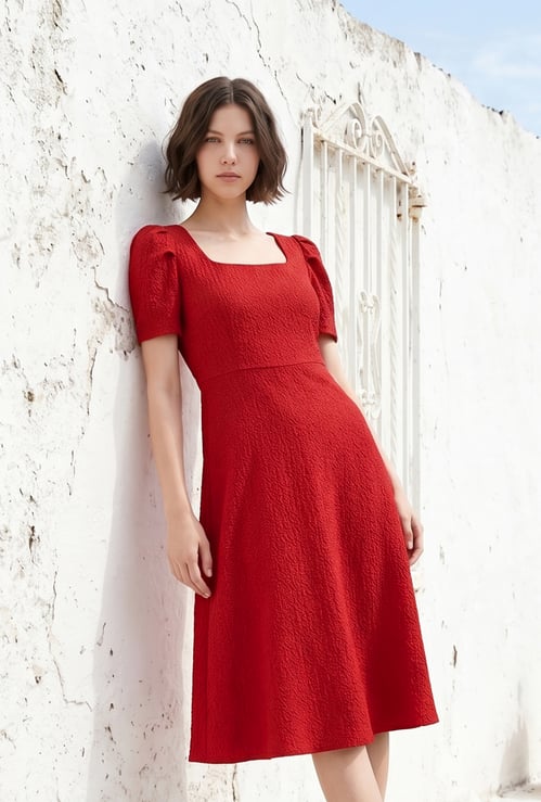 CODE Textured A-Line Dress