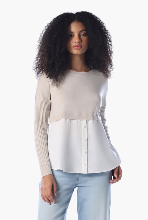 ONLY Solid Layered Sweatshirt