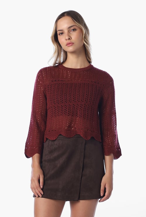 ONLY Crochet Crew Neck Sweatshirt