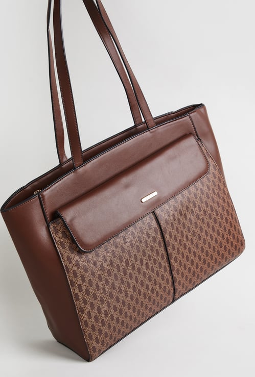 GINGER Monogram Print Laptop Bag