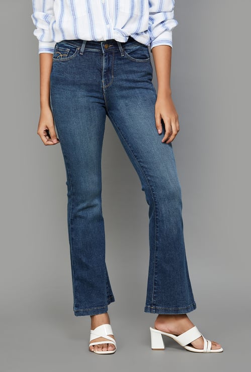 XPOSE Solid Bell Bottom Jeans