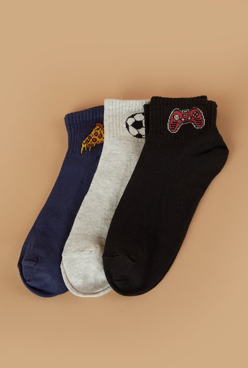 FAME FOREVER Knitted Ankle Length Socks - Pack of 3
