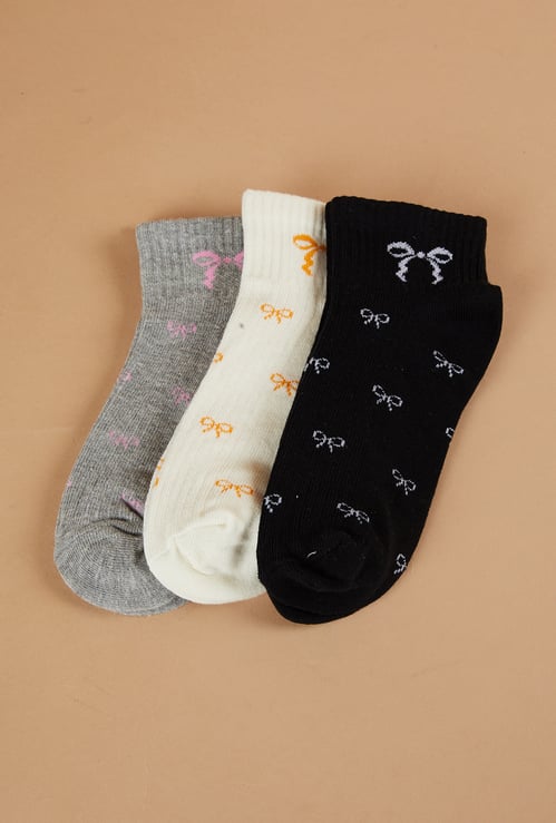 GINGER Bow Ankle Length Socks - Pack of 3
