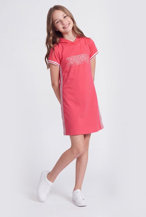KAPPA Girls Graphic Print Hooded Dress