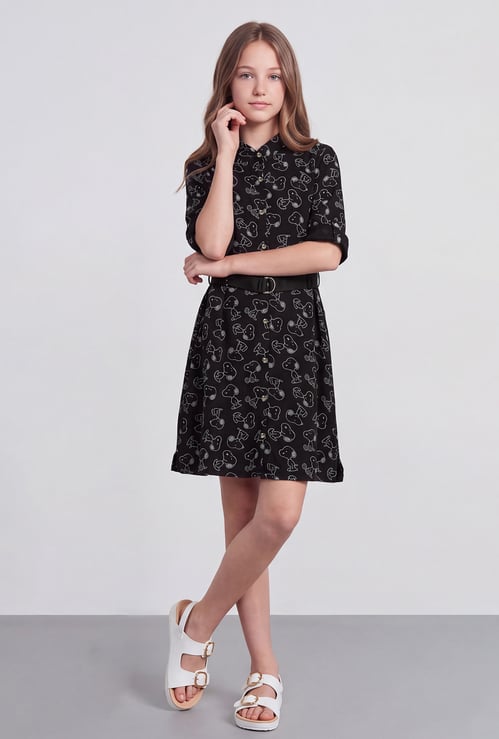 FAME FOREVER Girls Snoopy Print Shirt Dress