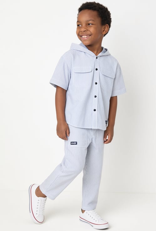 FAME FOREVER Boys Striped Hooded Shirt