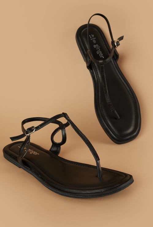 GINGER Embellished T-Strap Flats