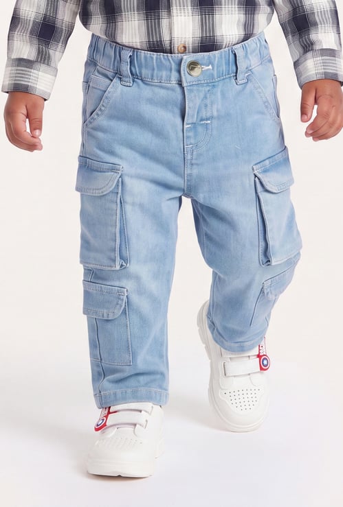FAME FOREVER Boys Light Wash Cargo Jeans