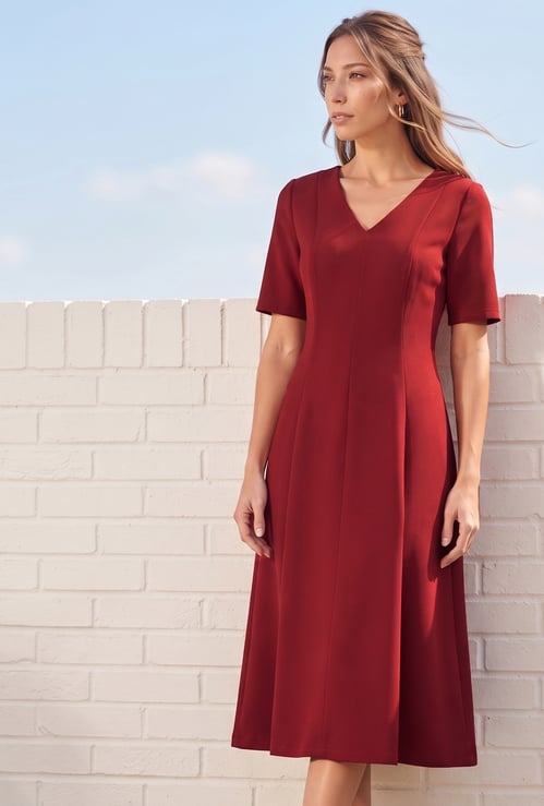 CODE Solid Midi Dress