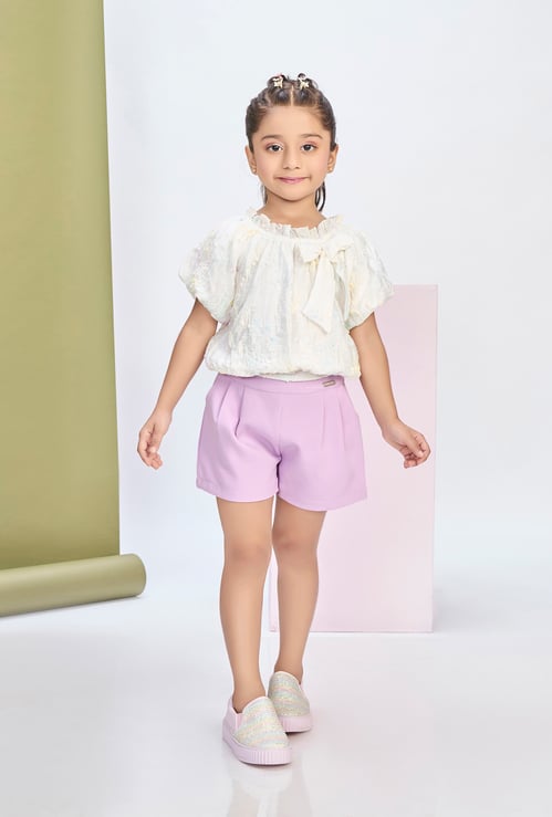 PEPPERMINT Girls Embroidered Top with Shorts