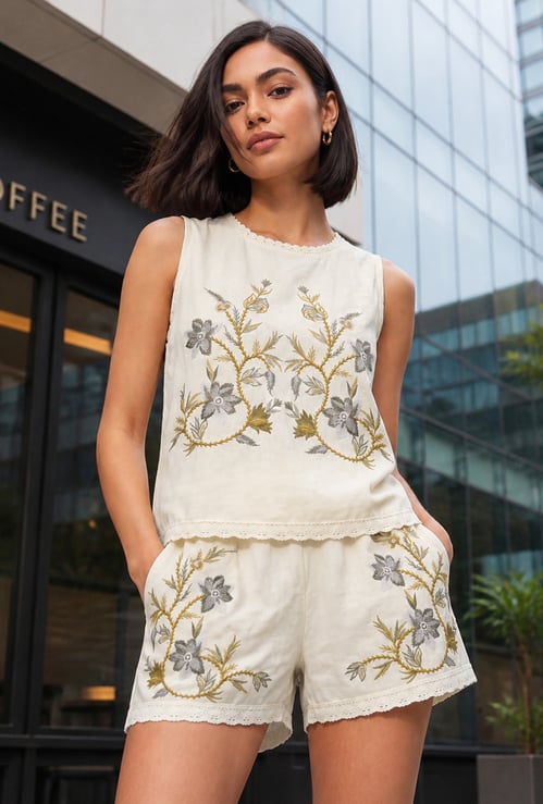FAME FOREVER Embroidered Top
