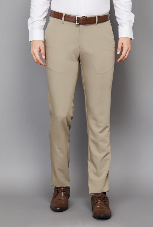 LOUIS PHILIPPE Solid Slim Straight Formal Trousers