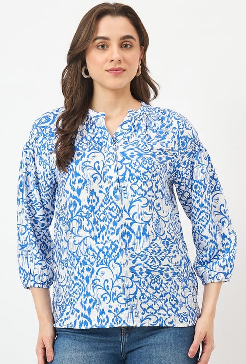 MADAME Floral Print Buttoned Tunic
