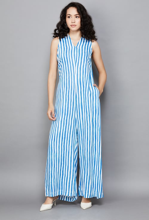 AND Striped Sleeveless Jumpsuit