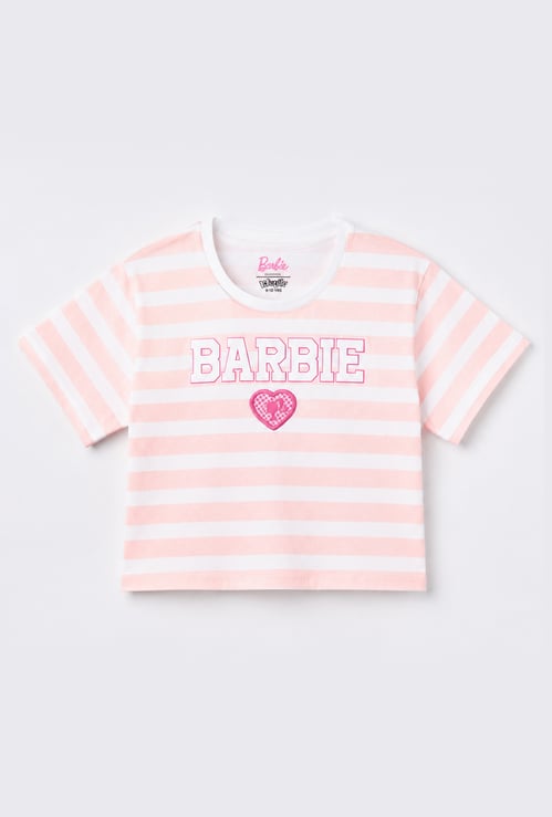 KIDSVILLE Girls Barbie Striped T-shirt