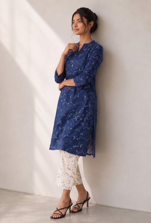 MELANGE Floral Print Straight Kurta Set