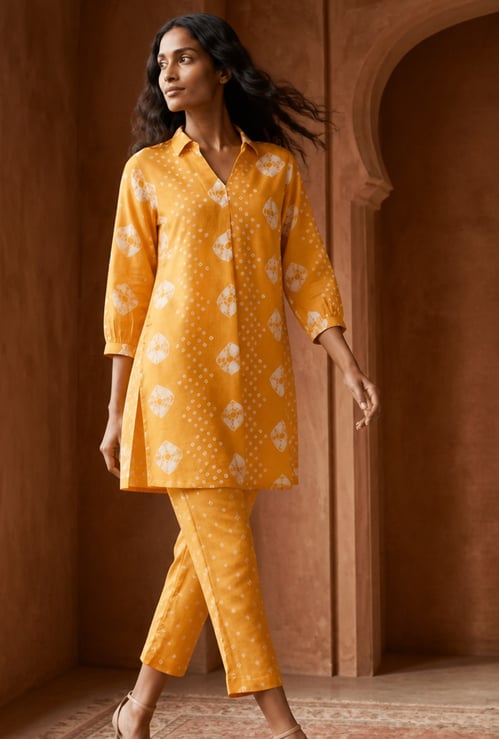 MELANGE Bandani Print Straight Kurti Set