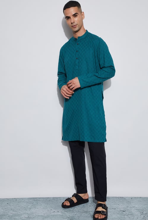 MELANGE Textured Calf Length Kurta