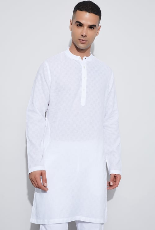 MELANGE Textured Calf Length Kurta