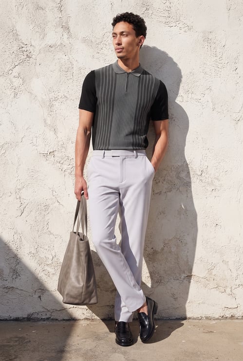CODE Striped Polo T-shirt