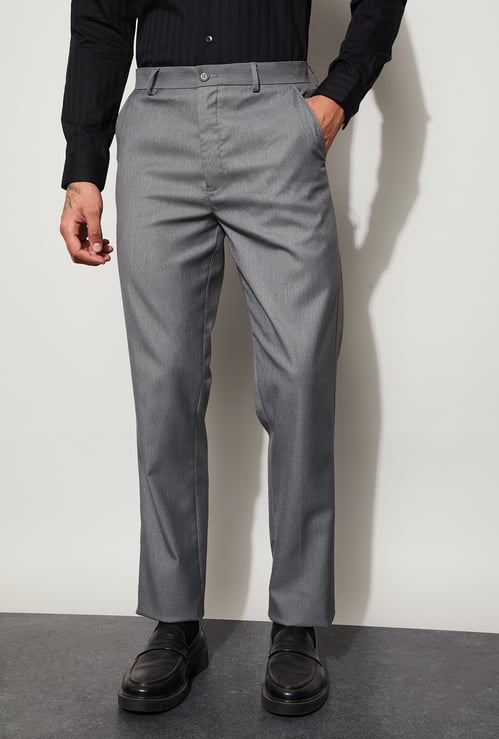 CODE Solid Regular Formal Trousers