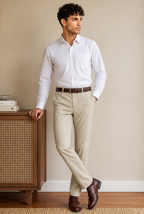 CODE Solid Slim Tapered Formal Trousers