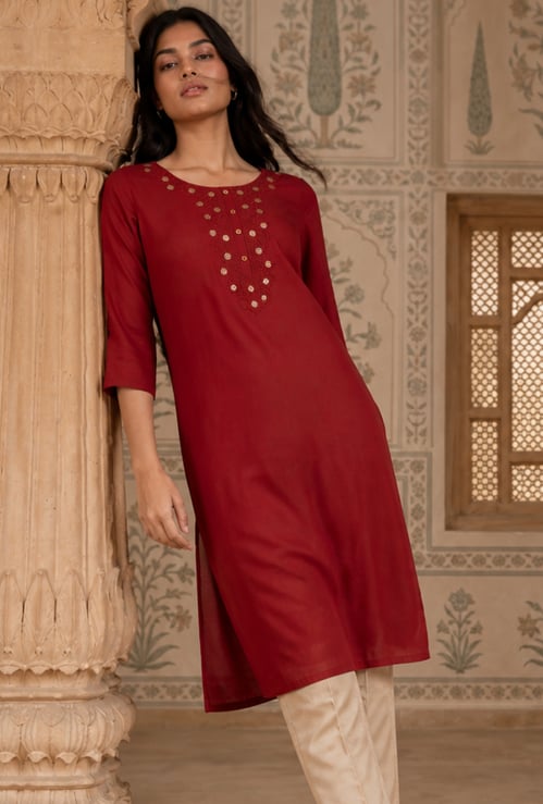 MELANGE Embroidered Straight Kurta