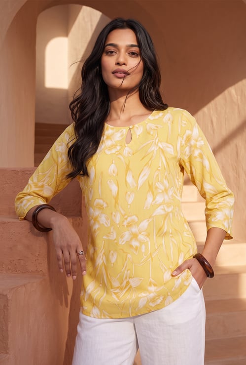 MELANGE Floral Print Straight Kurti
