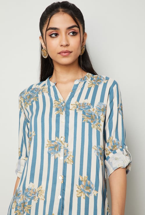 MELANGE Striped Straight Kurti