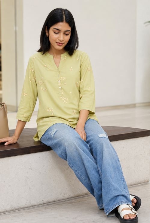 MELANGE Floral Print Straight Kurti