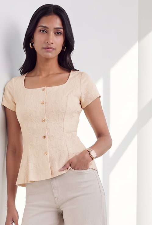 CODE Floral Jacquard Top
