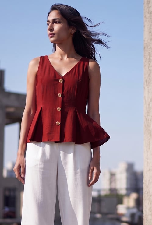 CODE Solid Button Closure Top