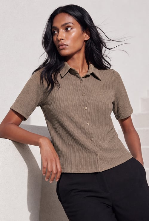 CODE Textured Knitted Shirt
