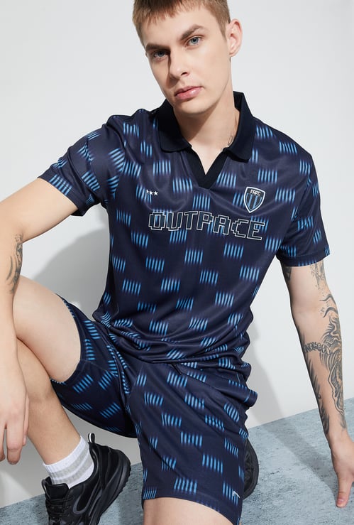 FAME FOREVER ACTIVE Printed Johnny Collar T-shirt