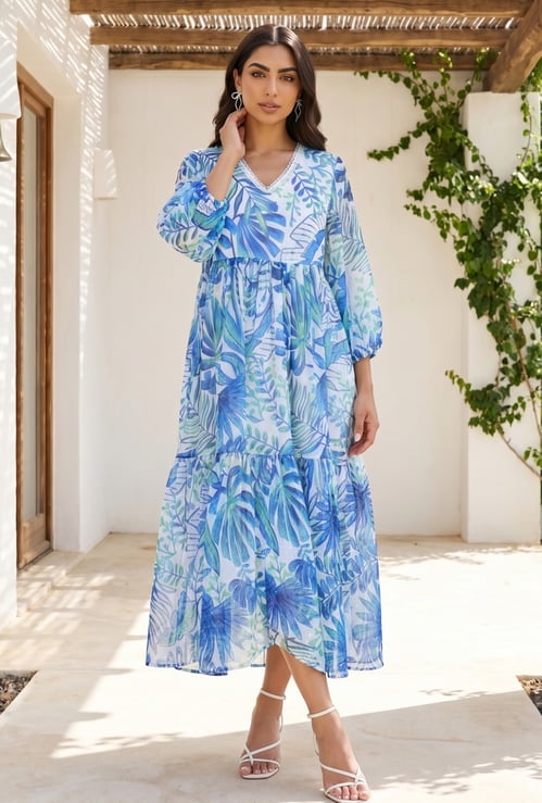 W Floral Print Maxi Dress