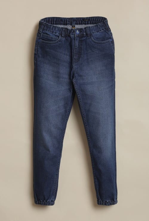 ALLEN SOLLY Boys Medium Wash Jogger Jeans