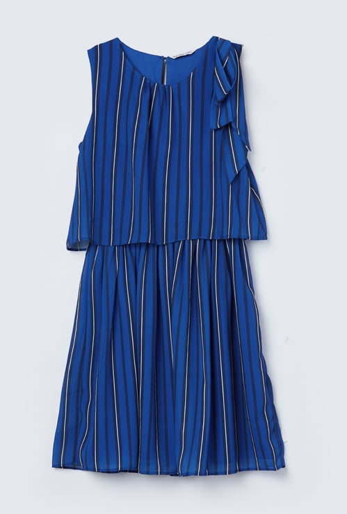 FAME FOREVER Girls Striped Bow Design Dress
