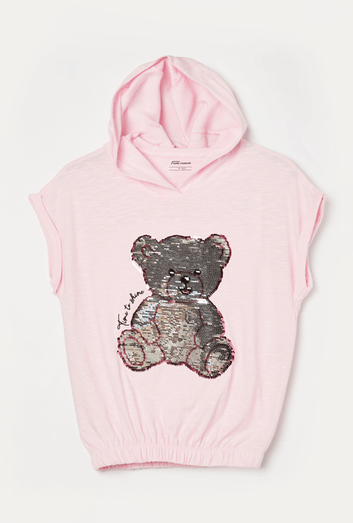 FAME FOREVER Girls Bear Sequinned T-shirt