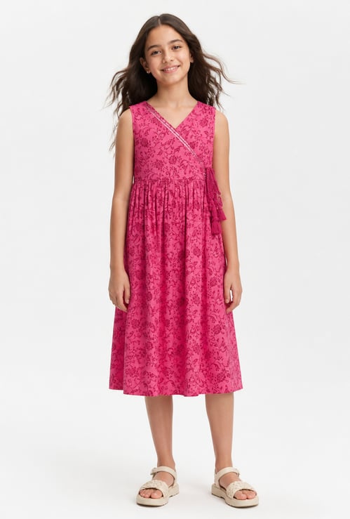MELANGE Girls Printed Wrap Dress