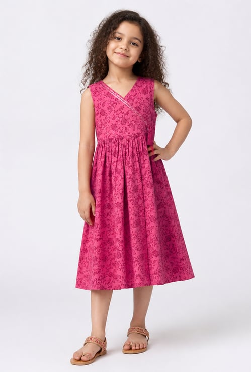 MELANGE Girls Floral Print Dress